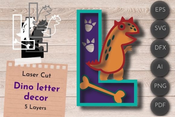 Download LETTER L Laser Cut, Dino Birthday SVG - Premium Resources